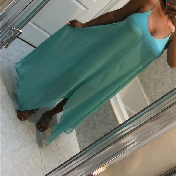 AQUA CHIFFON STYLE MAXI DRESS - Picture 4 of 8